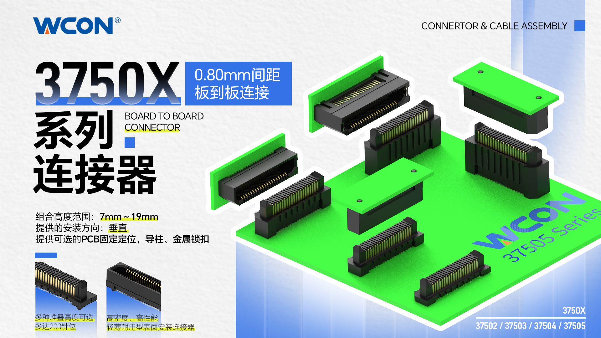 3750X 系列雙排板對(duì)板連接器：56Gbps 高速、工業(yè)級(jí)精密連接解決方案